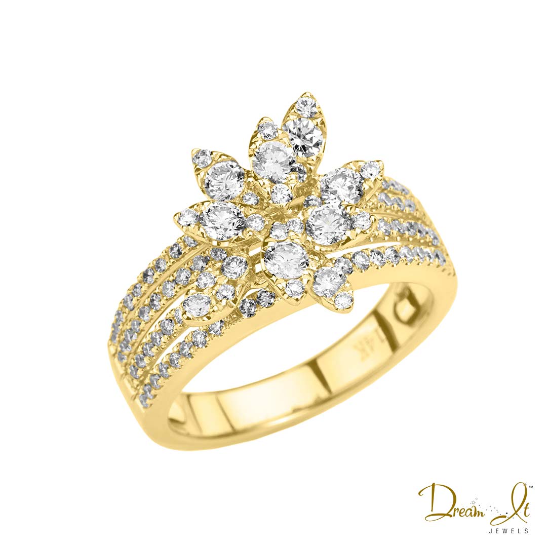 14 Karat Yellow Gold and Diamond (1.09ct) Cocktail Ring | Dream It Jewels