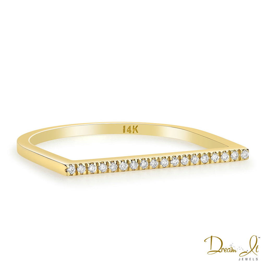 14 Karat Yellow Gold and Diamond (0.07ct) Stackable U Shape Ring | Dream It Jewels 