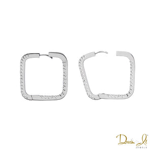18 Karat Gold and Diamond (1.00ct) Medium Square Hoop Earrings | Dream It Jewels 