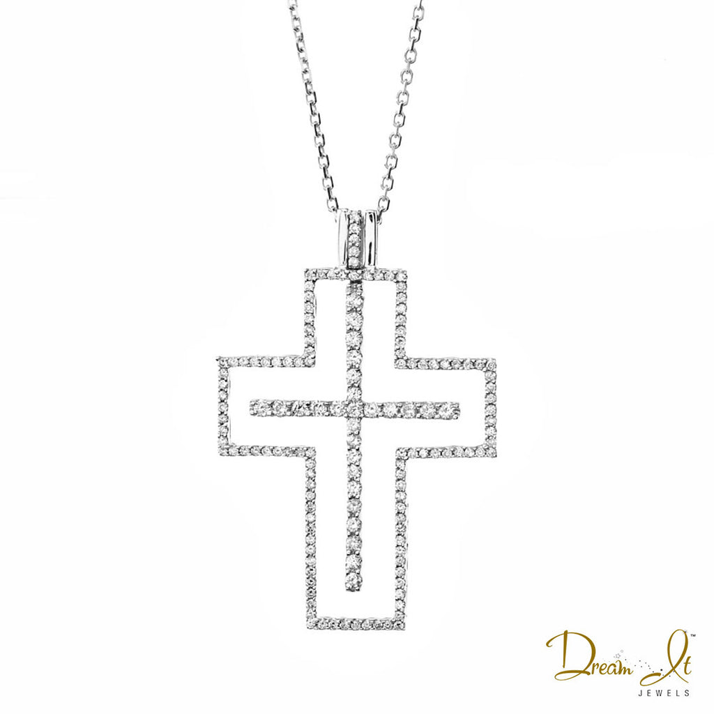 18 Karat Gold and Diamond (1.10ct) Custom Design 2 in 1 Cross Pendant | Dream It Jewels 