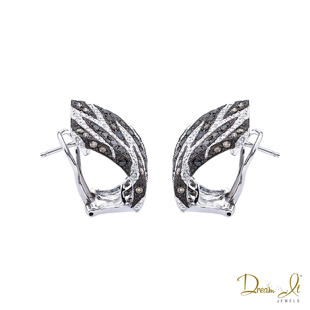 18 Karat Gold and Multi Color Diamond (2.00ct) Custom Design Earrings | Dream It Jewels 