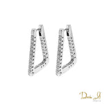 18 Karat White Gold and Diamond (0.70ct)Triangular Hoop Earrings | Dream It Jewels