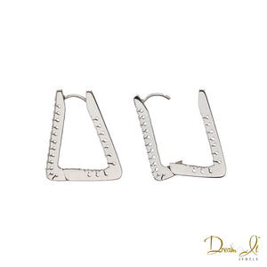 18 Karat White Gold and Diamond (0.70ct)Triangular Hoop Earrings | Dream It Jewels
