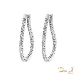 18 Karat White Gold and Diamond (1.10ct) Oval Hoop Earrings | Dream It Jewels 