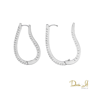 18 Karat White Gold and Diamond (1.10ct) Oval Hoop Earrings | Dream It Jewels 