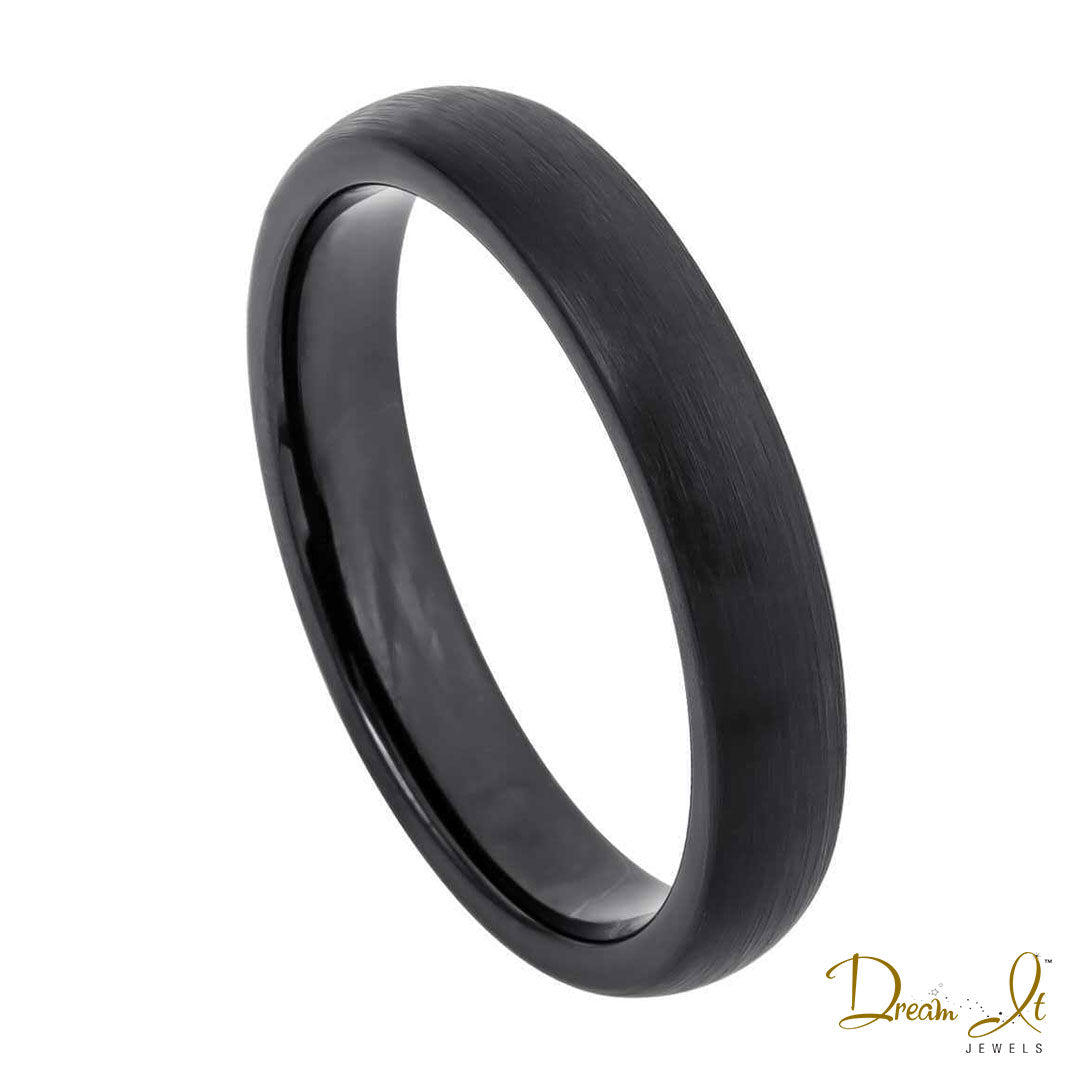 28.4mm Black Brushed Classic Domed Tungsten Band | Dream It Jewels 