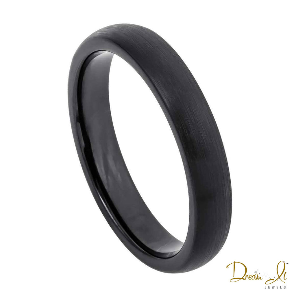 28.4mm Black Brushed Classic Domed Tungsten Band | Dream It Jewels 