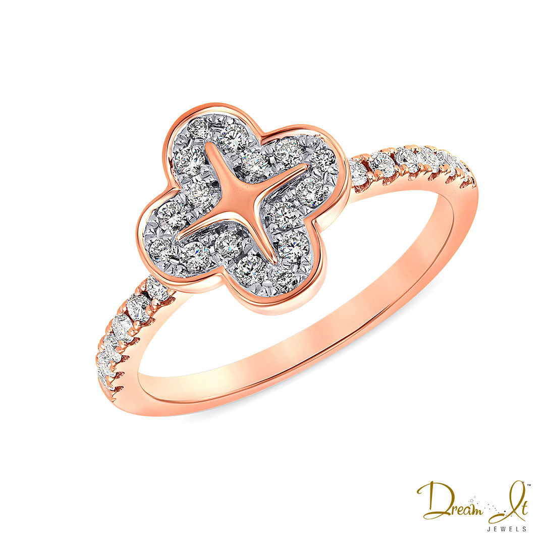 14 Karat Gold and Diamond (0.31ct) Clover Ring