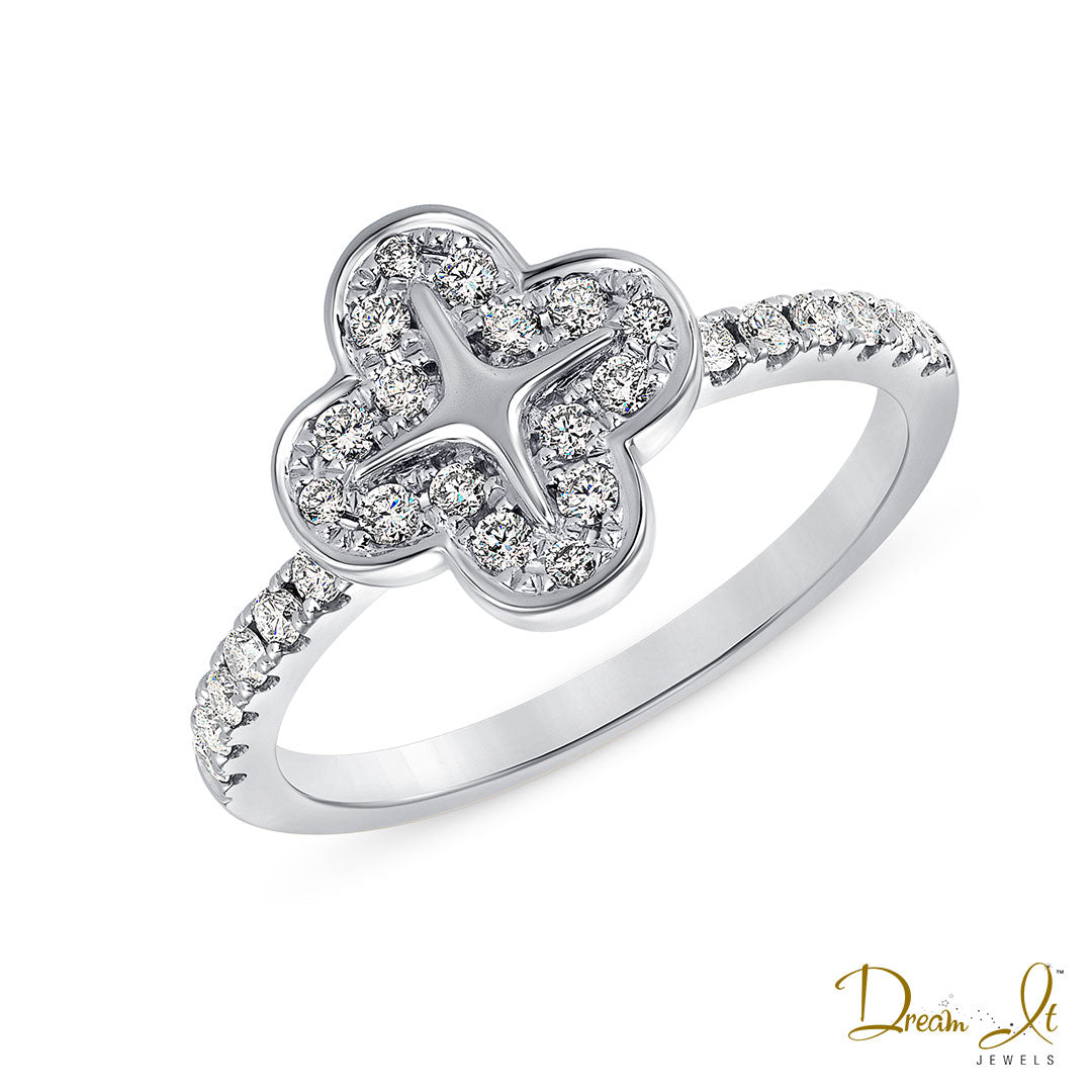 14 Karat Gold and Diamond (0.31ct) Clover Ring