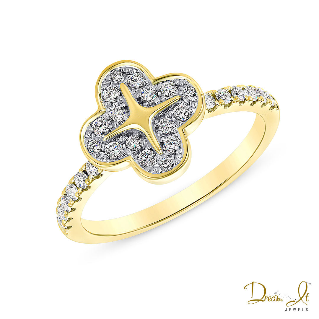 14 Karat Gold and Diamond (0.31ct) Clover Ring