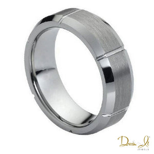 7mm Brushed Center and Vertical Grooved Tungsten Band | Dream It Jewels