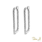 18 Karat White Gold and Diamond (1.15ct) Rectangular Hoop Earrings | Dream It Jewels