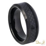 8mm Black Carbon Fiber and Polished Edges Tungsten Band | Dream It Jewels