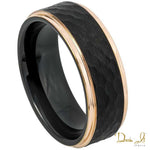 8mm Black Hammer Finish and a Stepped Rose Edge Tungsten Band | Dream It Jewels