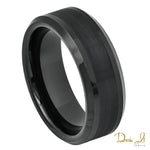 8mm Black Plated and Brushed with Polished Edges Tungsten Band | Dream It Jewels