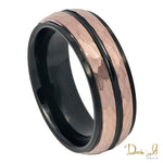 8mm Black and Rose Double Row Hammer Finish Tungsten Band | Dream It Jewels