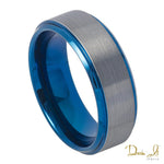 8mm Blue Tungsten and Grey Metal Brushed Finish Band | Dream It Jewels