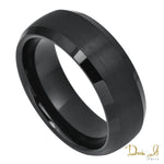 8mm Domed Black Plated and Brushed with Polished Edges Tungsten Band