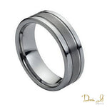 8mm Double Grooved with Brushed Center and Shiny Edged Tungsten Band | Dream It Jewels