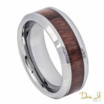 8mm Mahogany Wood Inlay and High Polished Tungsten Band | Dream It Jewels
