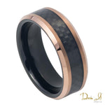 8mm Rose and Black Tungsten with Carbon Fiber Inlay Band | Dream It Jewels