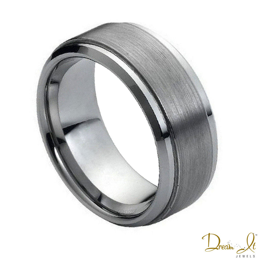 9mm Brushed Center and Stepped Edge Tungsten Band | Dream It Jewels