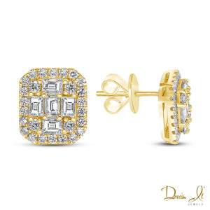 14 Karat Gold and Baguette Diamond(1.56ct) Earrings