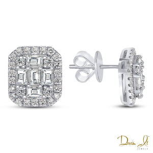 14 Karat Gold and Baguette Diamond(1.56ct) Earrings