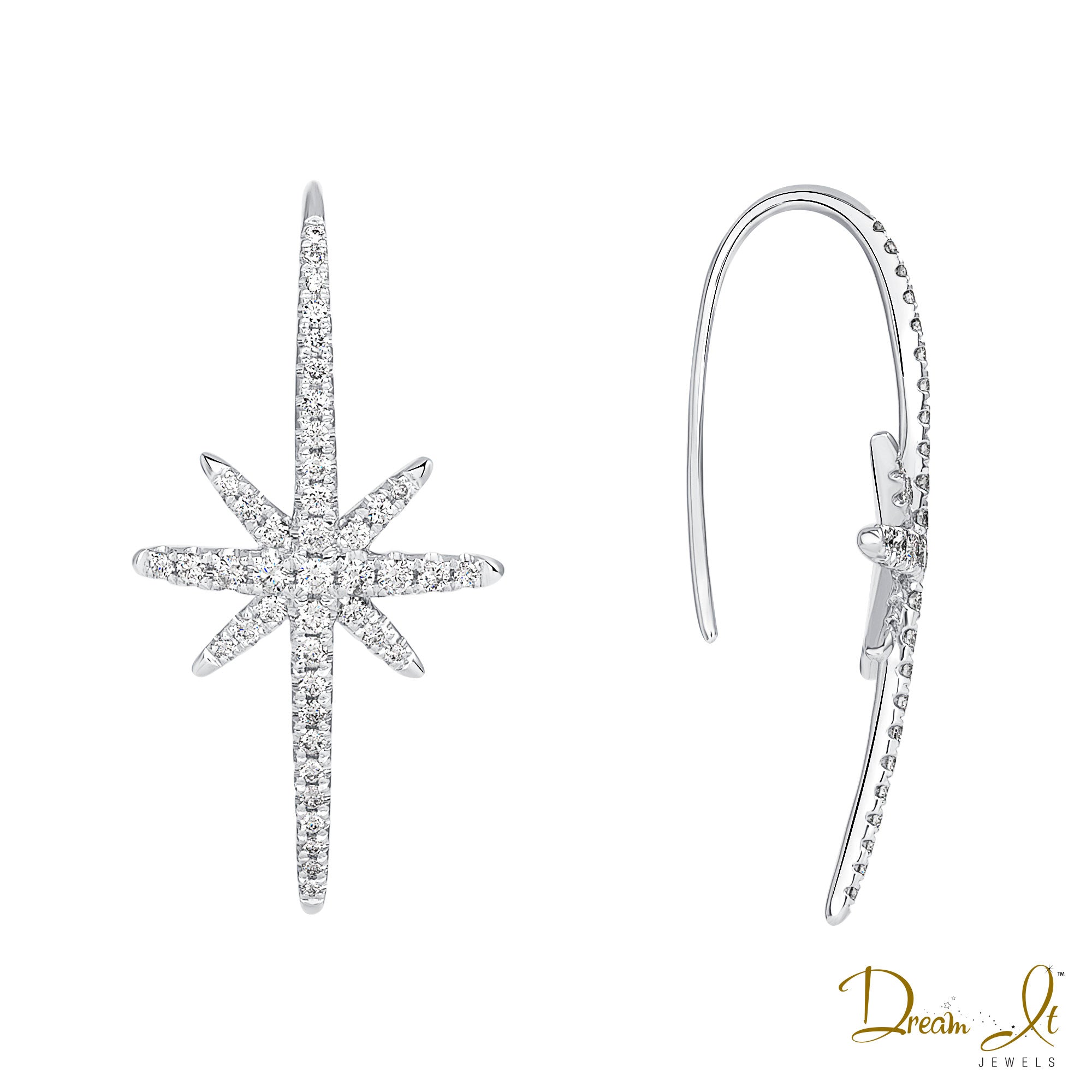 14 Karat Gold and Diamond (0.57ct) Starburst Earrings