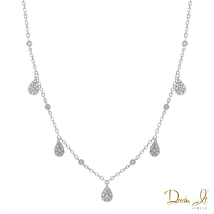 14 Karat Gold and Diamond (0.44ct) Dangling Teardrop Necklace