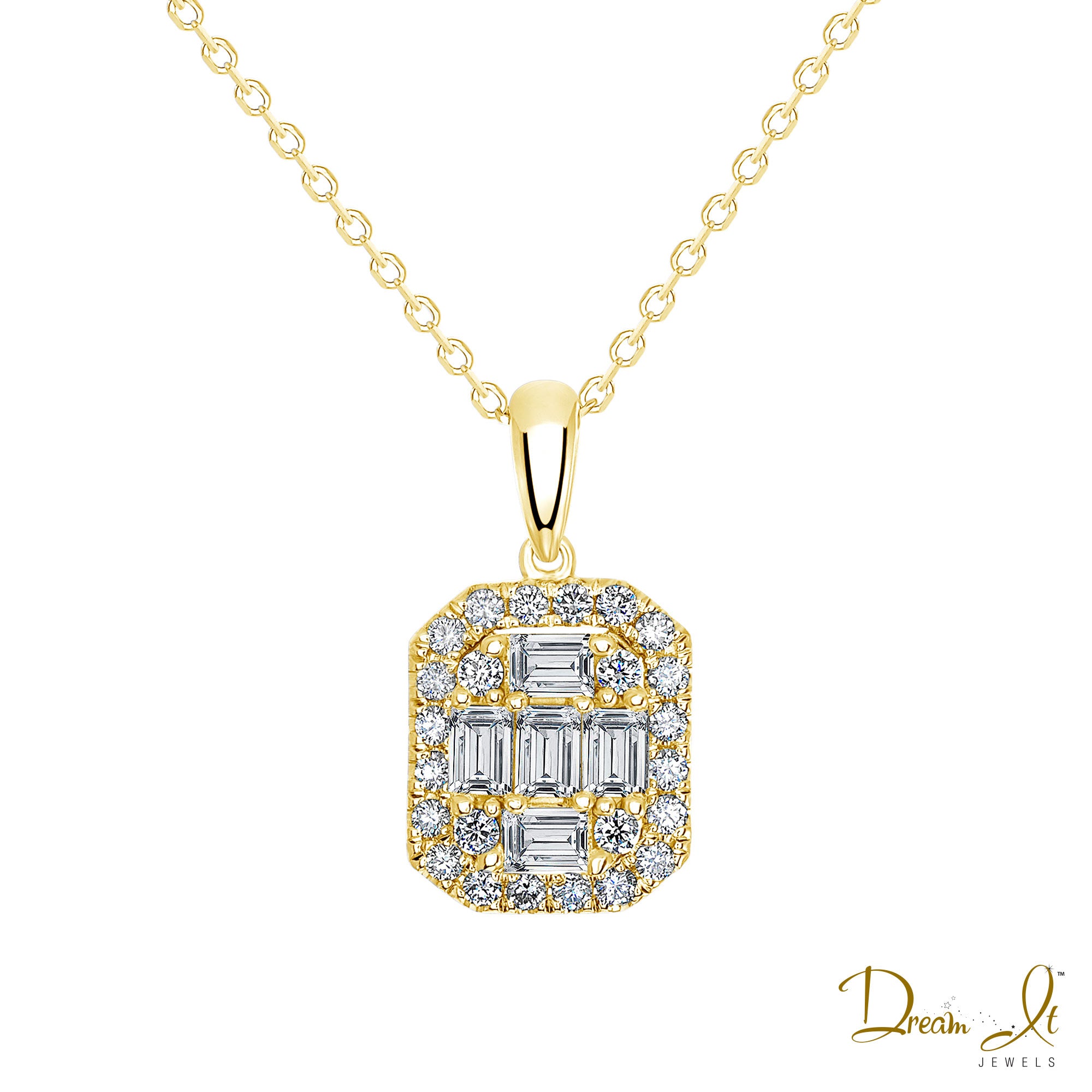 14 Karat Gold and Baguette Diamond (0.76ct) Pendant