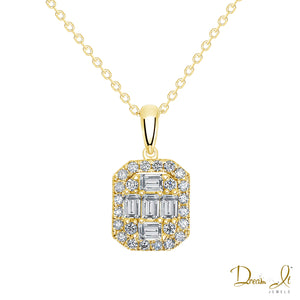 14 Karat Gold and Baguette Diamond (0.76ct) Pendant