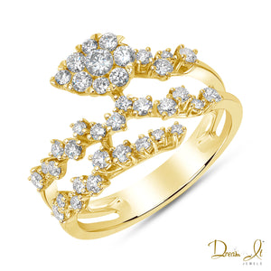 14 Karat Gold and Diamond (0.67ct) Bypass Design Ring