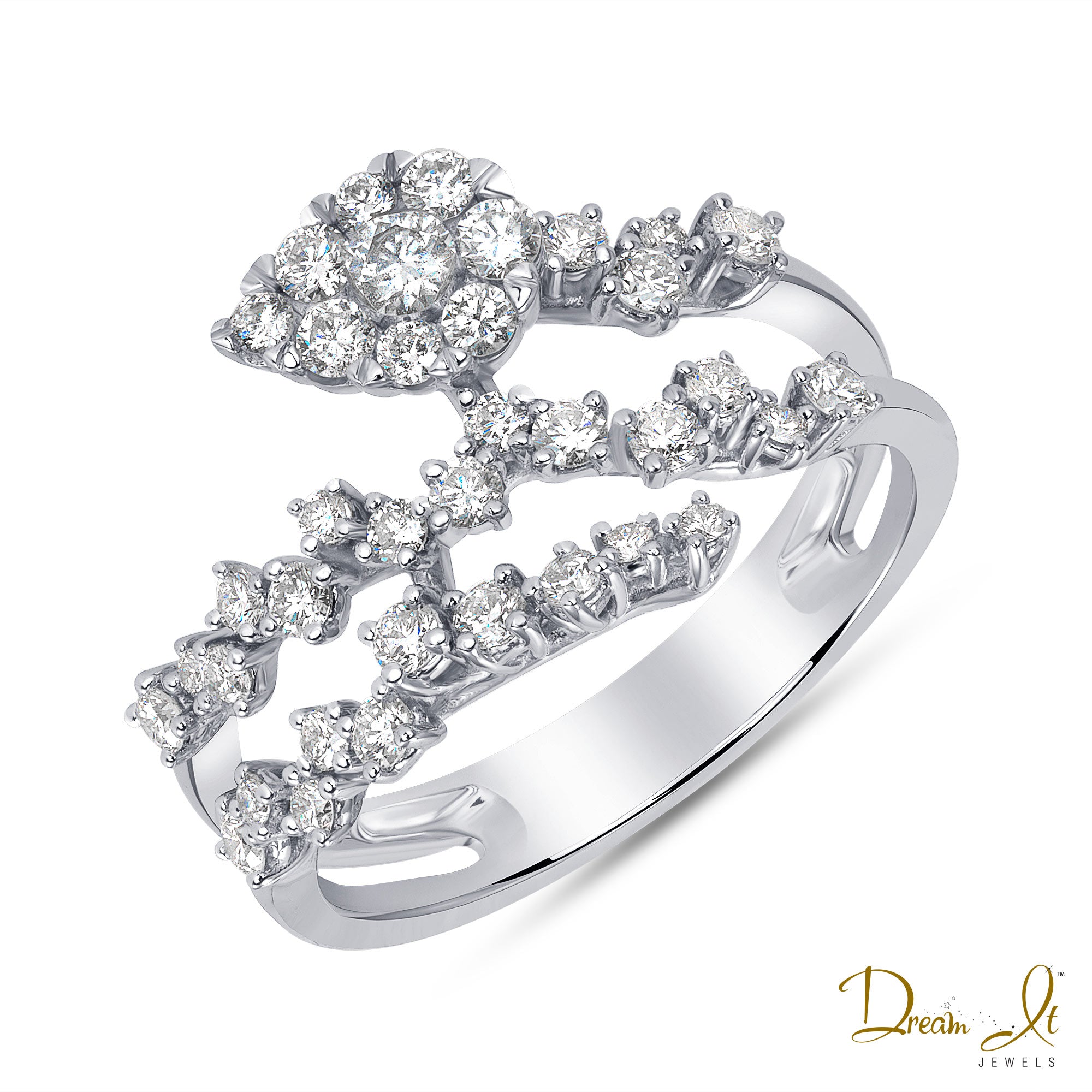 14 Karat Gold and Diamond (0.67ct) Bypass Design Ring