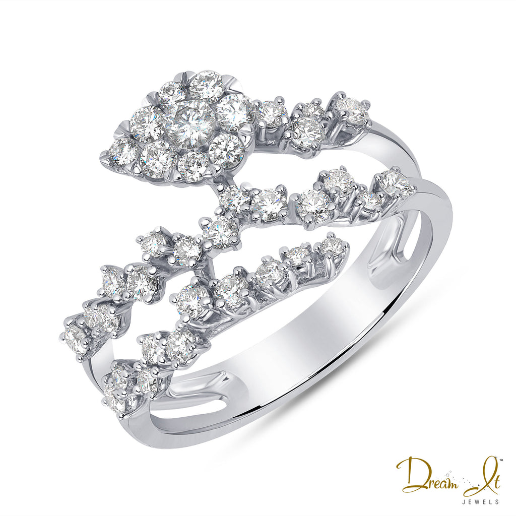 14 Karat Gold and Diamond (0.67ct) Bypass Design Ring