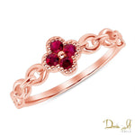 18 Karat Gold and Ruby (0.17ct) Clover Link Ring