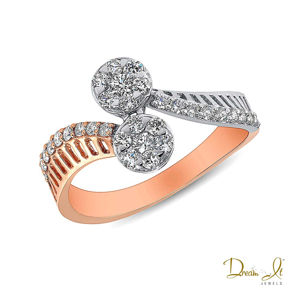 14 Karat White/Rose Gold and Diamond (0.50ct) Bypass Ring | Dream It Jewels