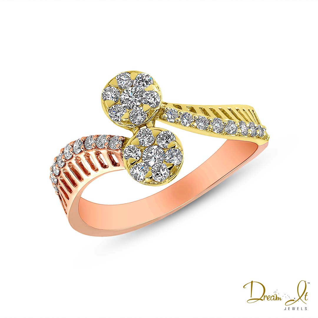 14 Karat Yellow/Rose Gold and Diamond (0.50ct) Bypass Ring | Dream It Jewels