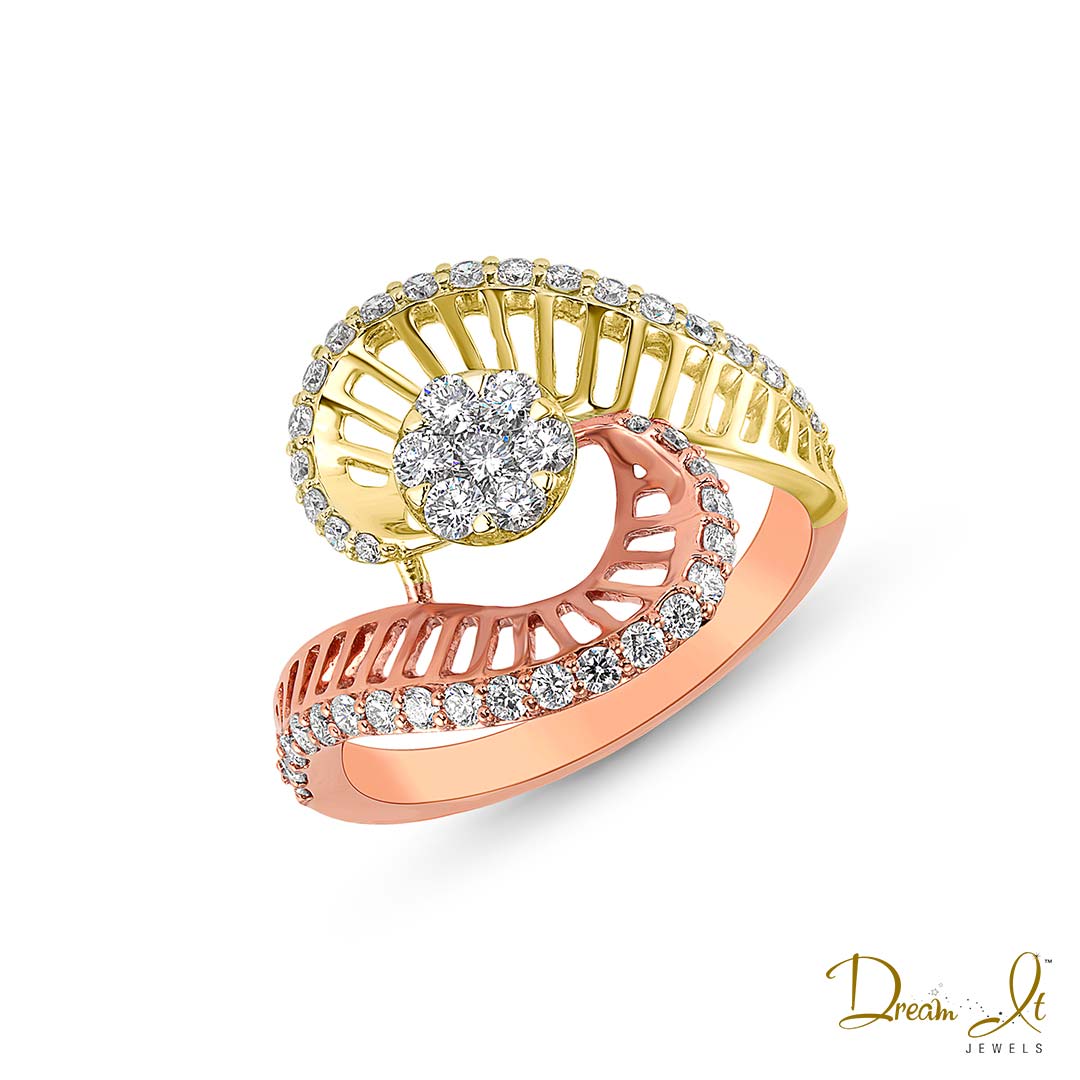 14 Karat Yellow/Rose Gold and Diamond (0.68ct) Wrap Around Ring | Dream It Jewels
