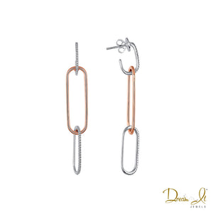 14 Karat Rose/White Gold and Diamond (0.24ct) Paper Clip Earrings | Dream It Jewels