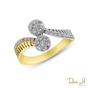 14 Karat White/Yellow Gold and Diamond (0.50ct) Bypass Ring | Dream It Jewels