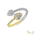 14 Karat White/Yellow Gold and Diamond (0.54ct) Bypass Heart and Arrow Ring | Dream It Jewels 