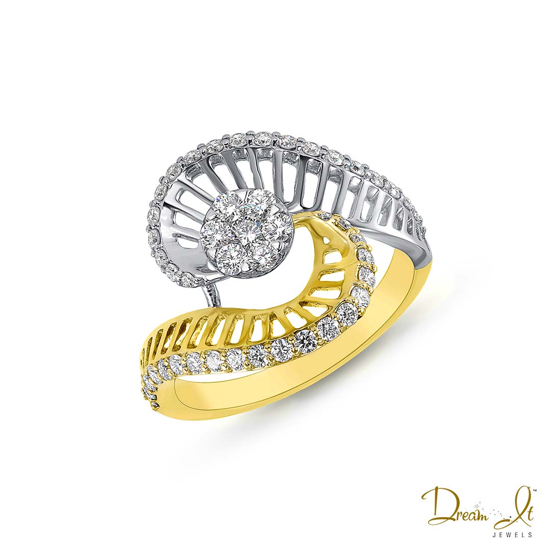 14 Karat White/Yellow Gold and Diamond (0.68ct) Wrap Around Ring | Dream It Jewels